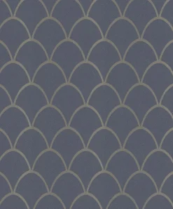 Vliestapete Grafisch Bögen Glitzer blau gold 32723