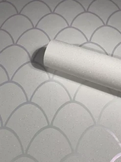 Vliestapete Grafisch Bögen Glitzer weiß 32720