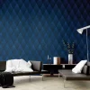 Vliestapete grafische Rauten blauschwarz Glitzer 37419-1