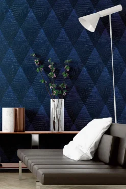 Vliestapete grafische Rauten blauschwarz Glitzer 37419-1