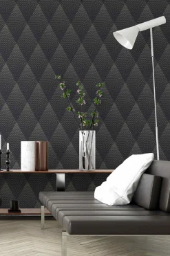 Vliestapete grafische Rauten schwarz gold 37419-3