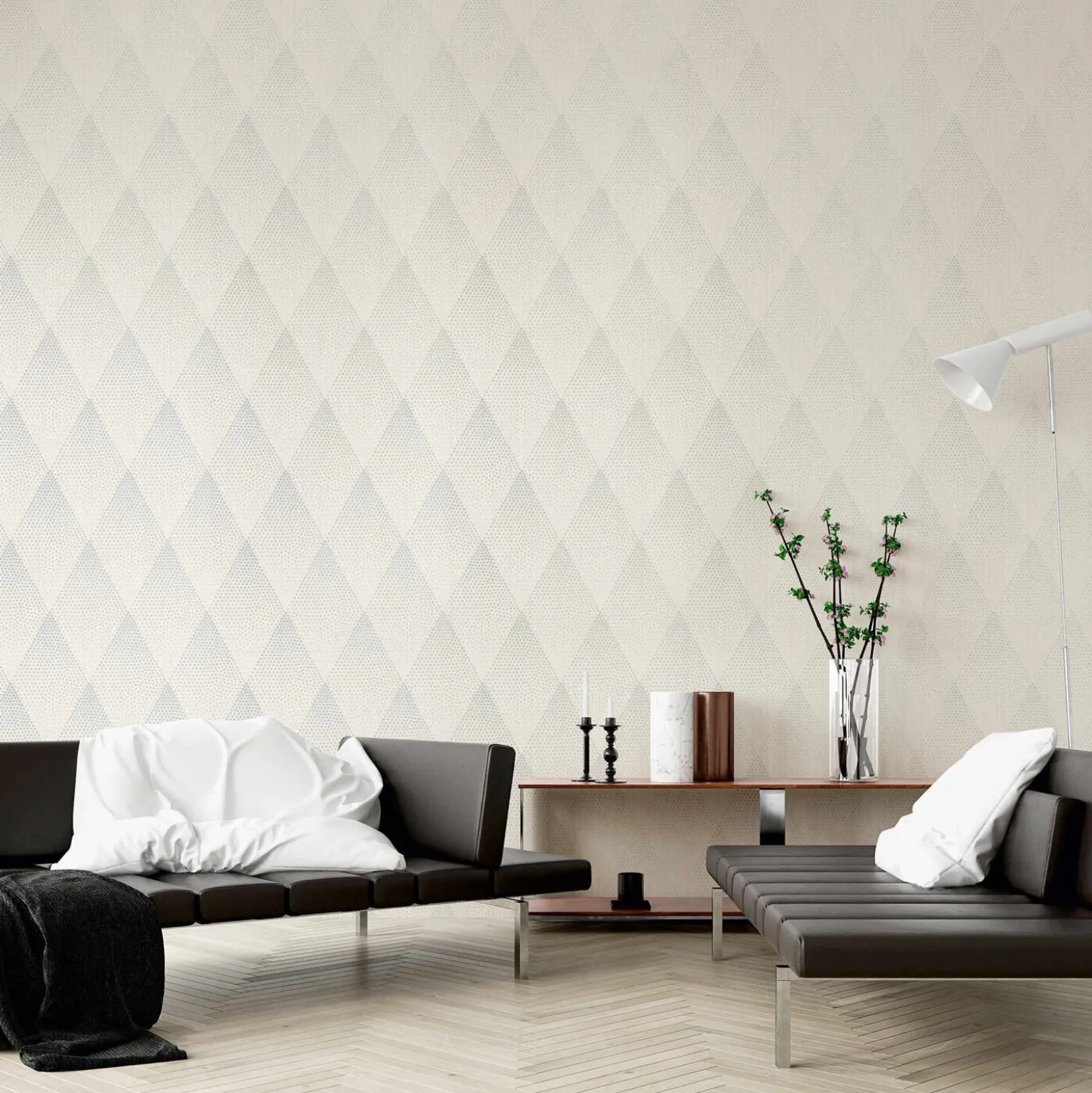 Vliestapete grafische Rauten grauweiß Glitzer 37419-2