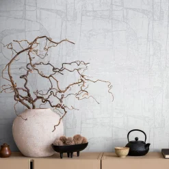 Vliestapete Grafisch Grau Creme Silber Metallic 82451