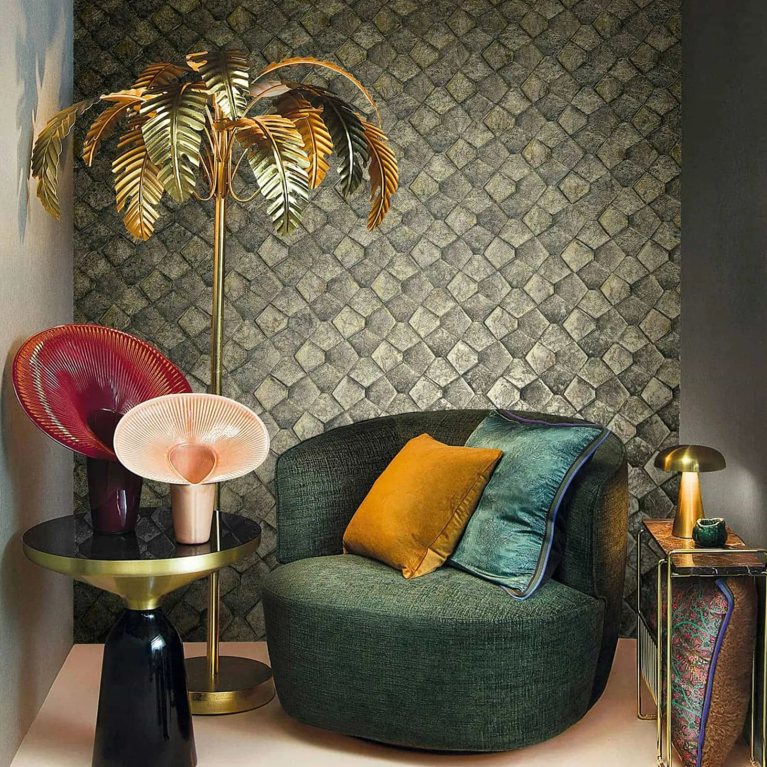 Vliestapete Grafisch Mosaik Schwarz Gold Metallic 86530