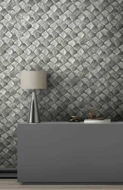 Vliestapete Grafisch Mosaik Grau Silber Gold Metallic 86529