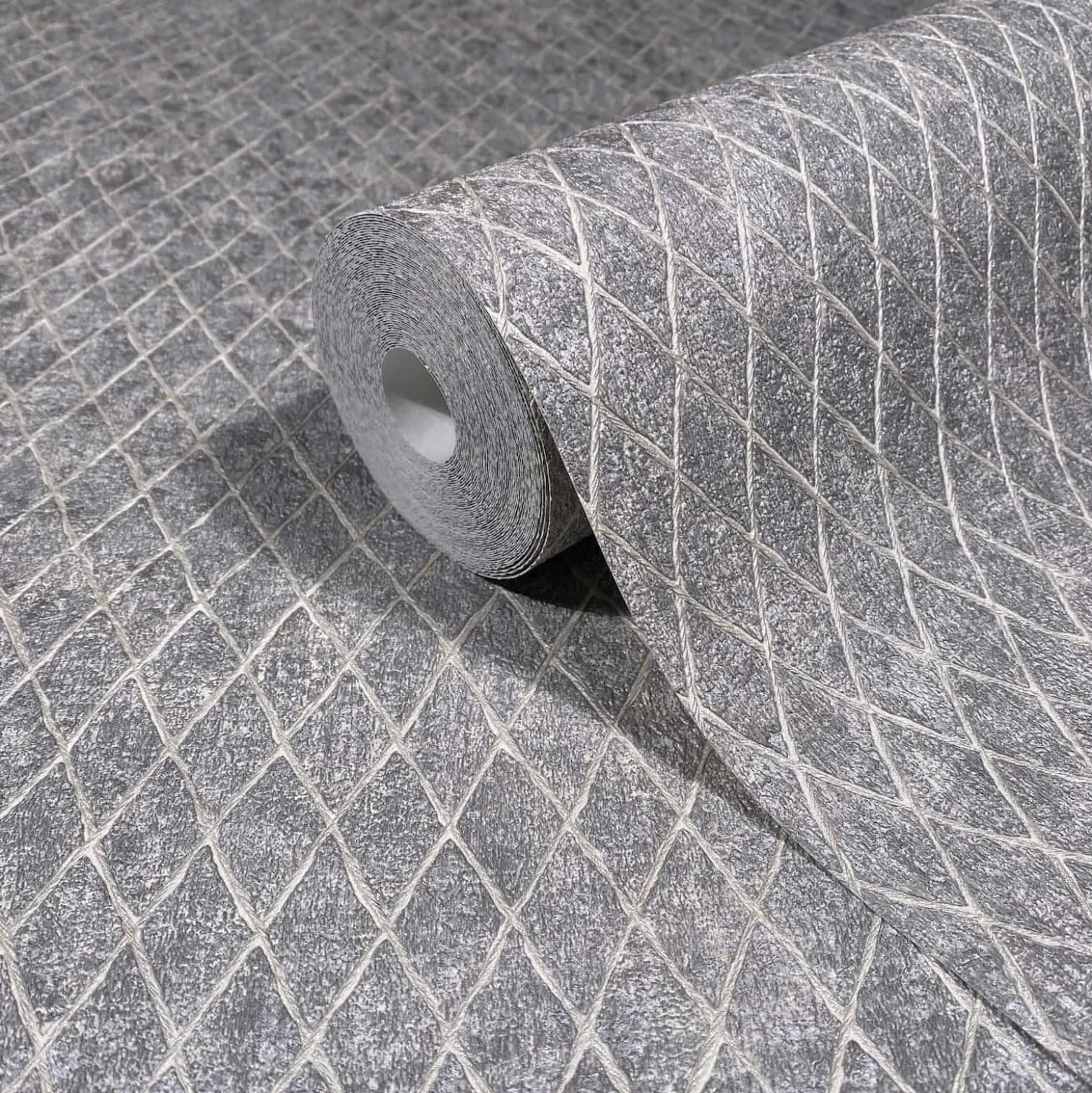 Vliestapete Grafisch Rauten Grau Creme Metallic 35538