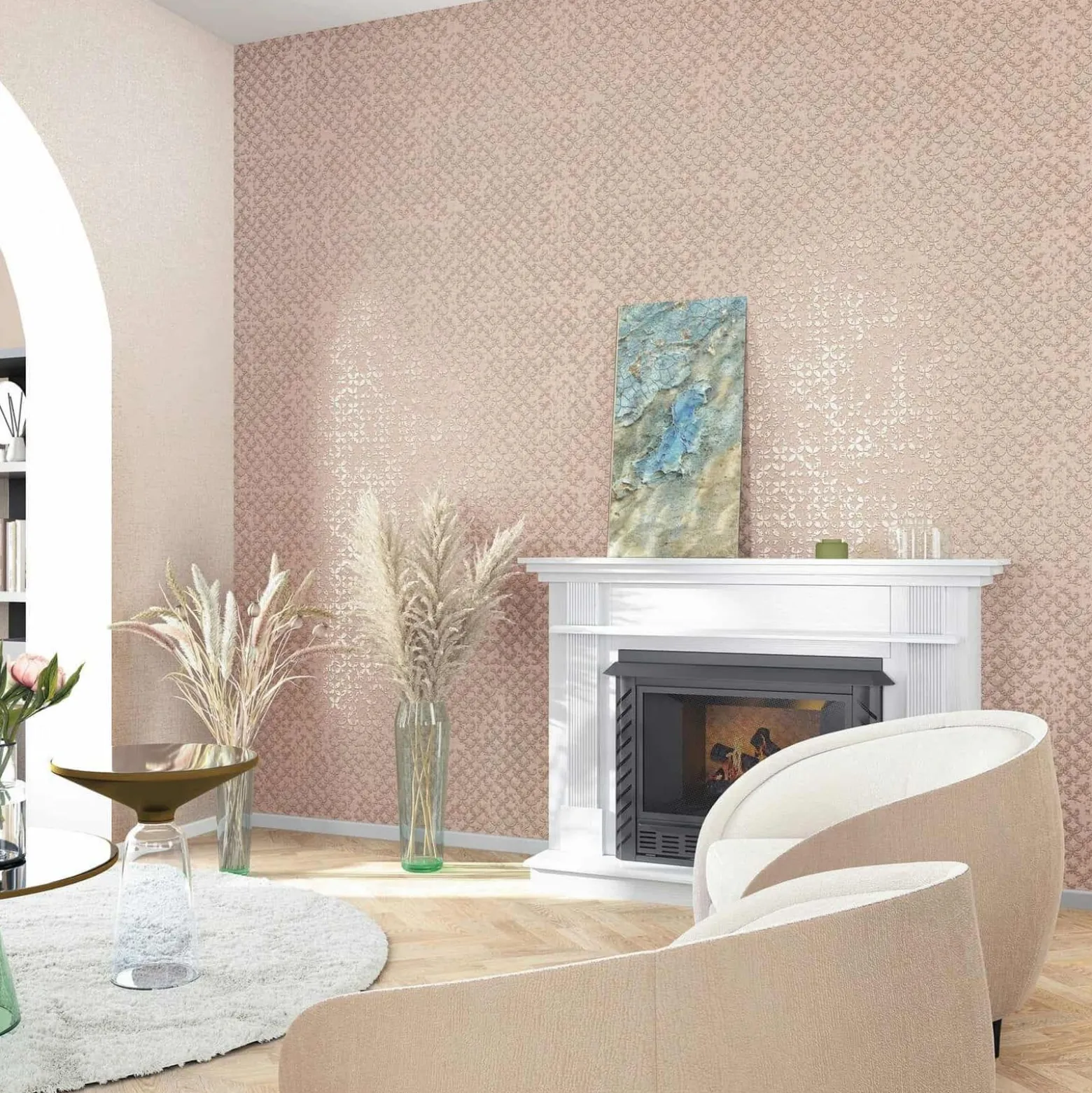 Vliestapete Grafisch Shabby Beige Silber Metallic 35120