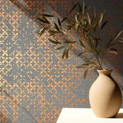 Vliestapete Grafisch Shabby Anthrazit Kupfer Metallic 35119
