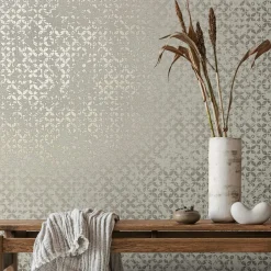 Vliestapete Grafisch Shabby Grau Silber Metallic 35118