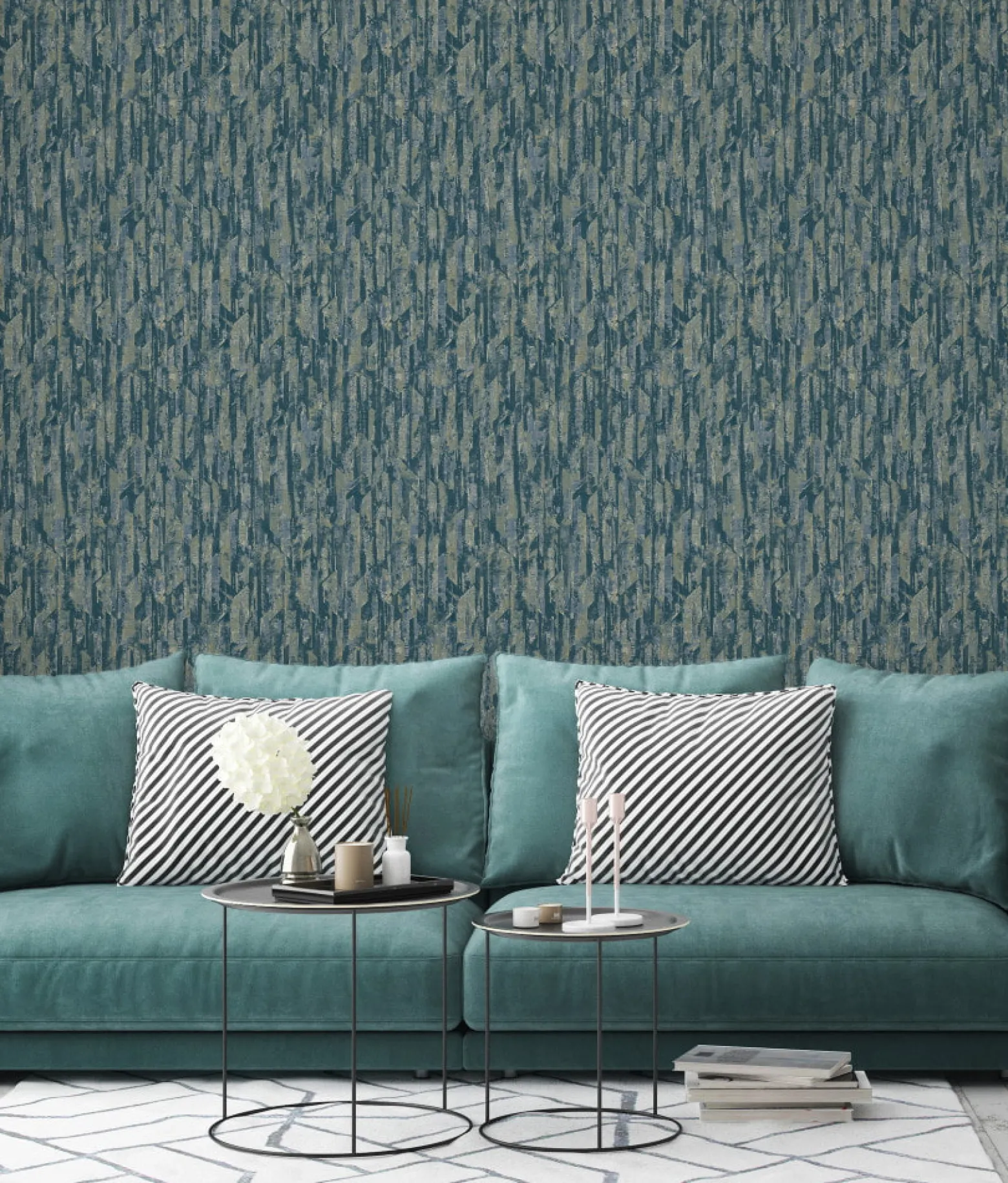 Vliestapete Grandeco Petrol Grafik A53604 Phoenix