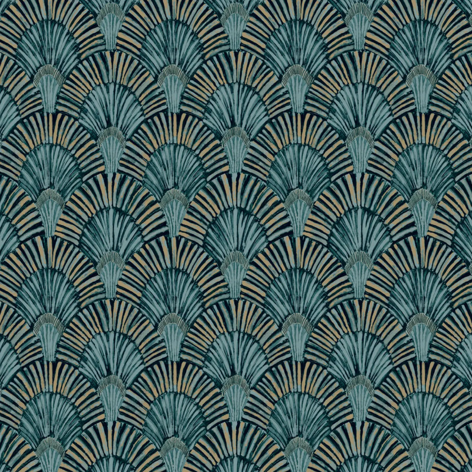 Vliestapete Grandeco Pfauenfedern grün blau gold JF3001