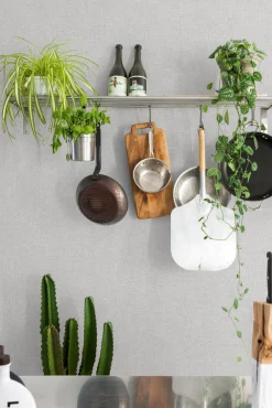 Vliestapete Grandeco Uni Textil Optik hellgrau JF1303