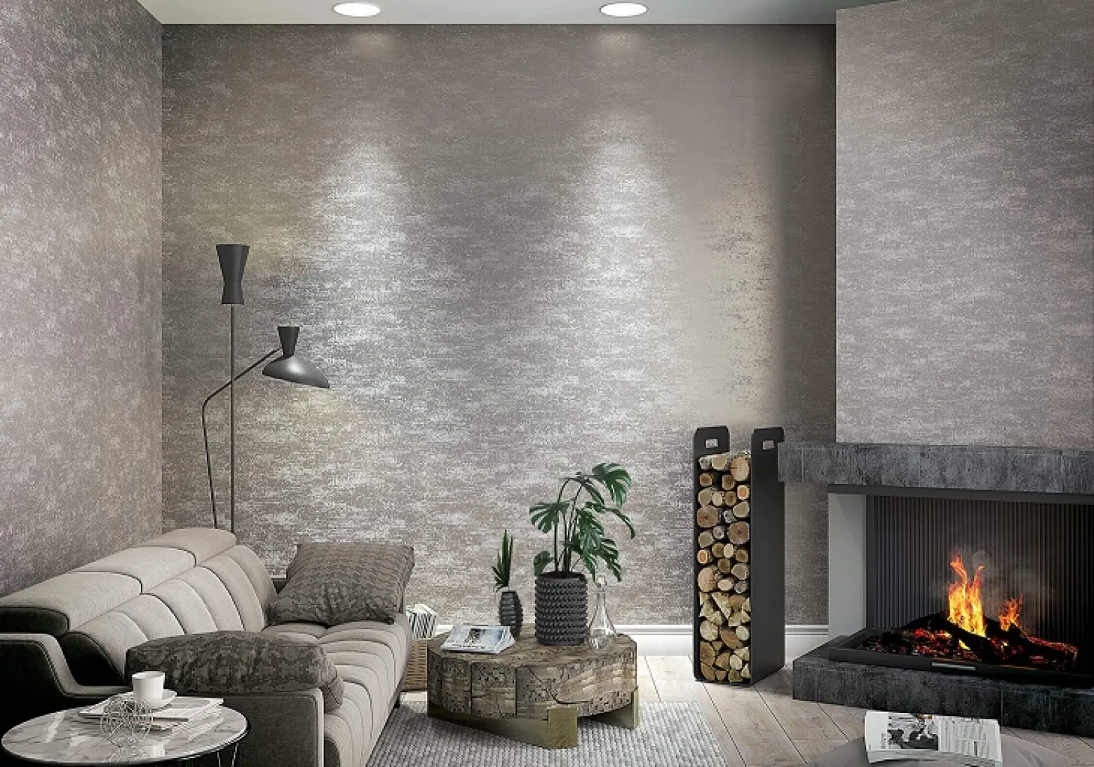 Vliestapete Granulat silber Glanz Imagine 31744