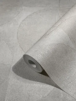 Vliestapete Halbkreis Metallic weiß-grau 32824