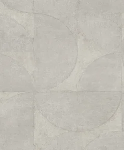 Vliestapete Halbkreis Metallic grau-beige 32825