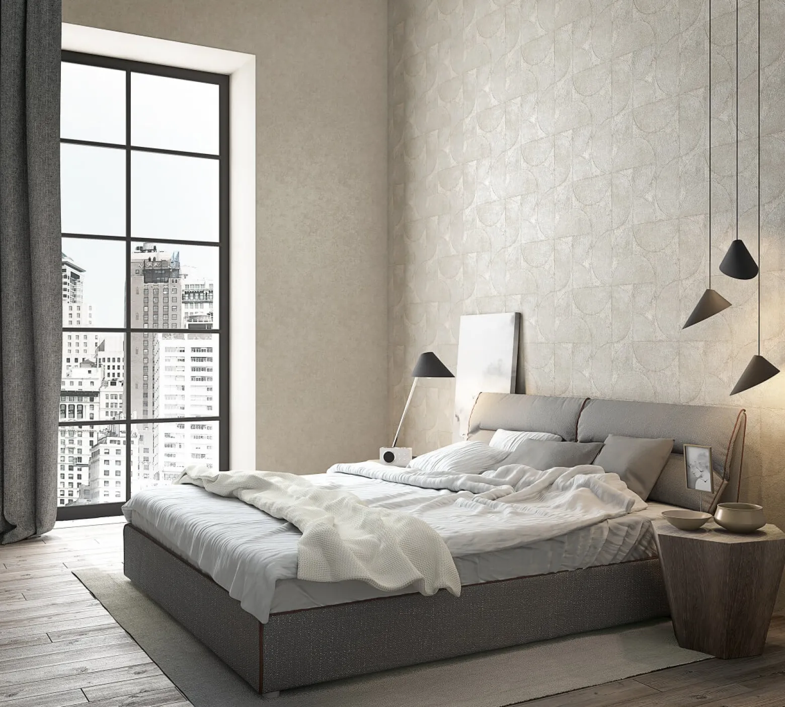 Vliestapete Halbkreis Metallic grau-beige 32825