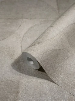 Vliestapete Halbkreis Metallic grau-beige 32825