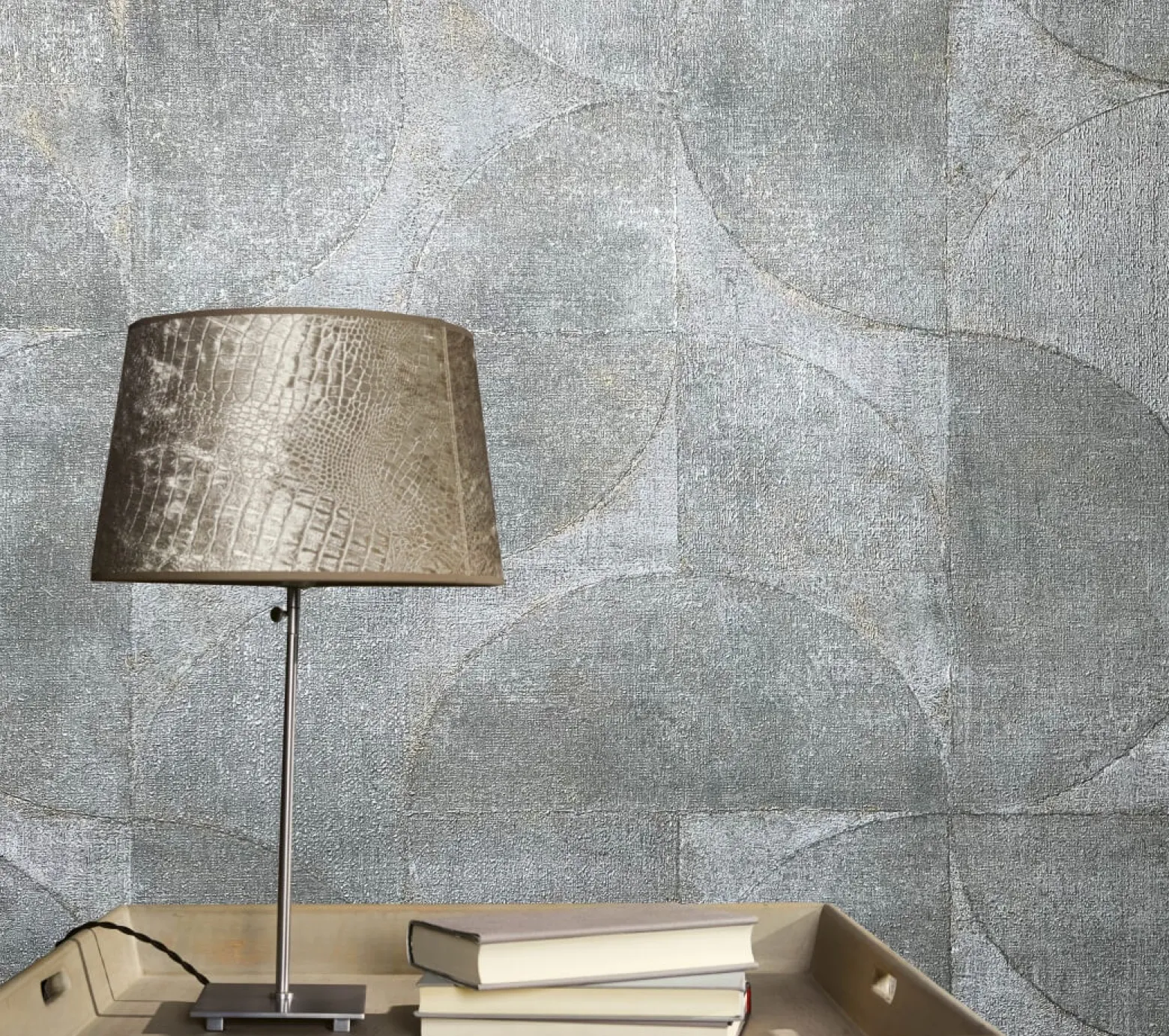 Vliestapete Halbkreis Patina Metallic grau gold 32820