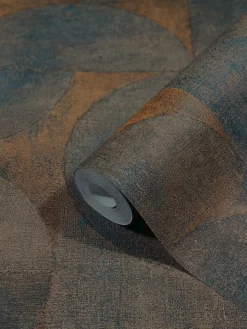 Vliestapete Halbkreis Patina Metallic braun kupfer 32822