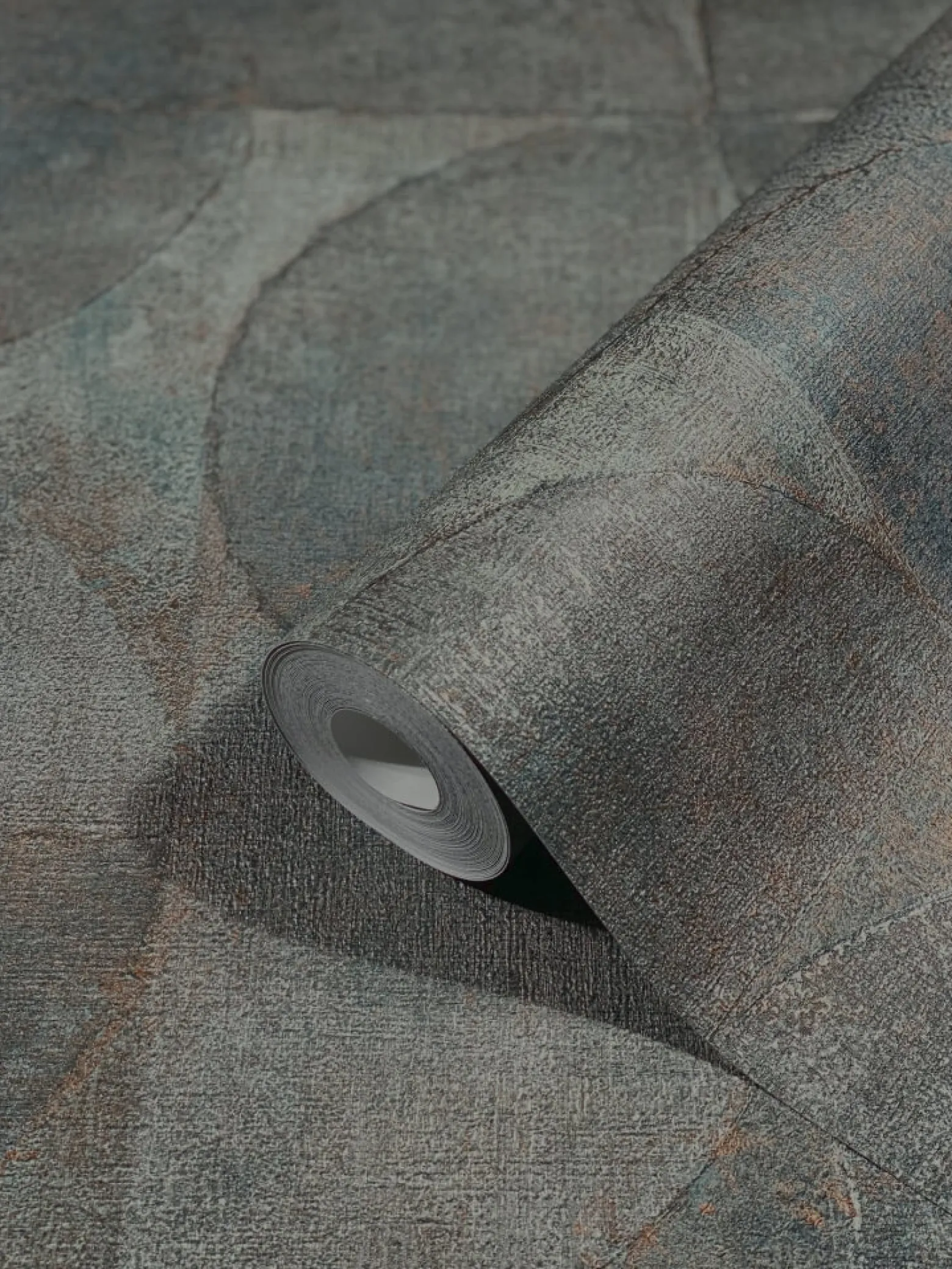 Vliestapete Halbkreis Patina Metallic grau kupfer 32823