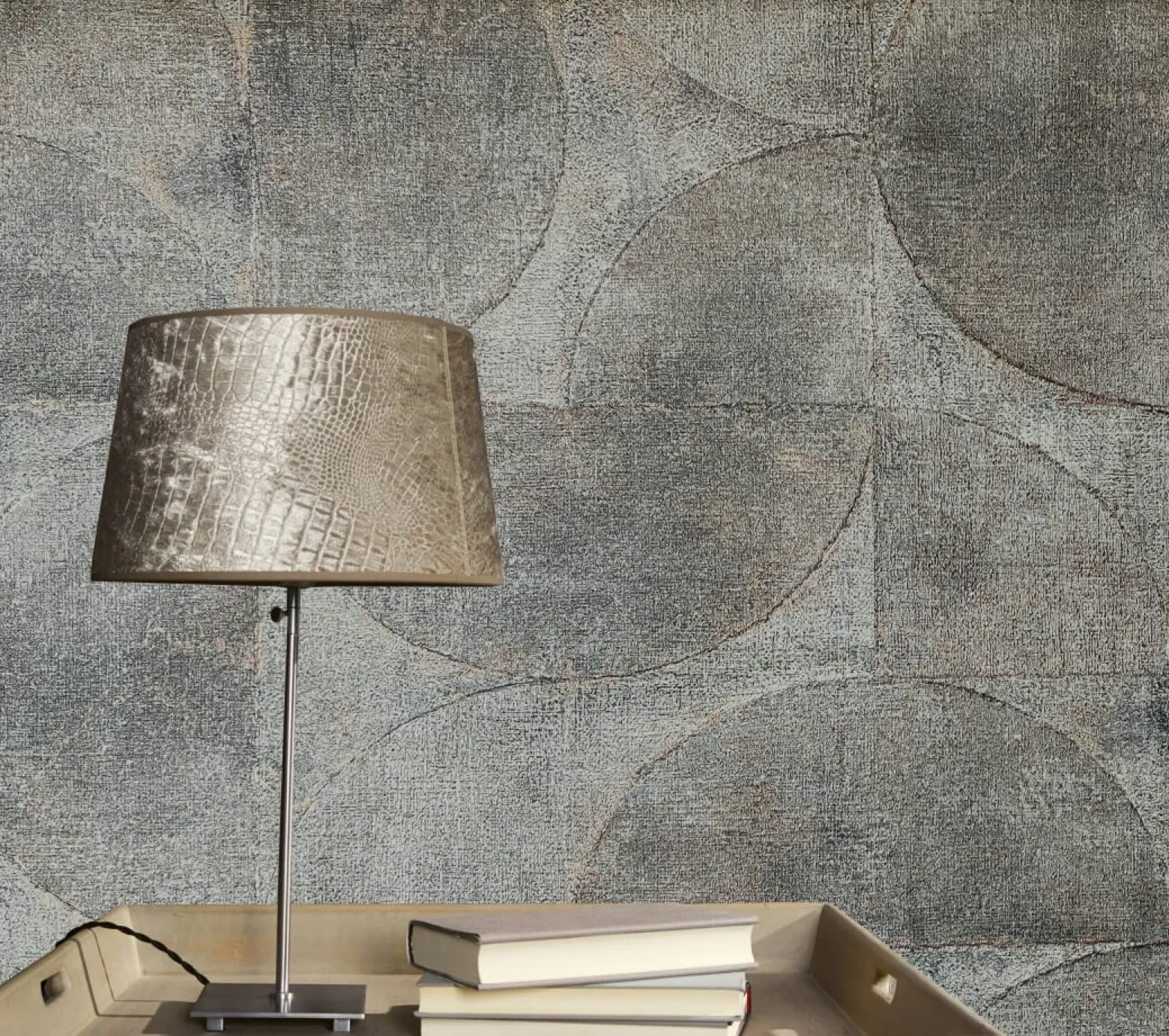 Vliestapete Halbkreis Patina Metallic grau kupfer 32823