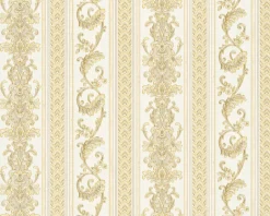 Vliestapete Hermitage Streifen Ranken gold 33547-3