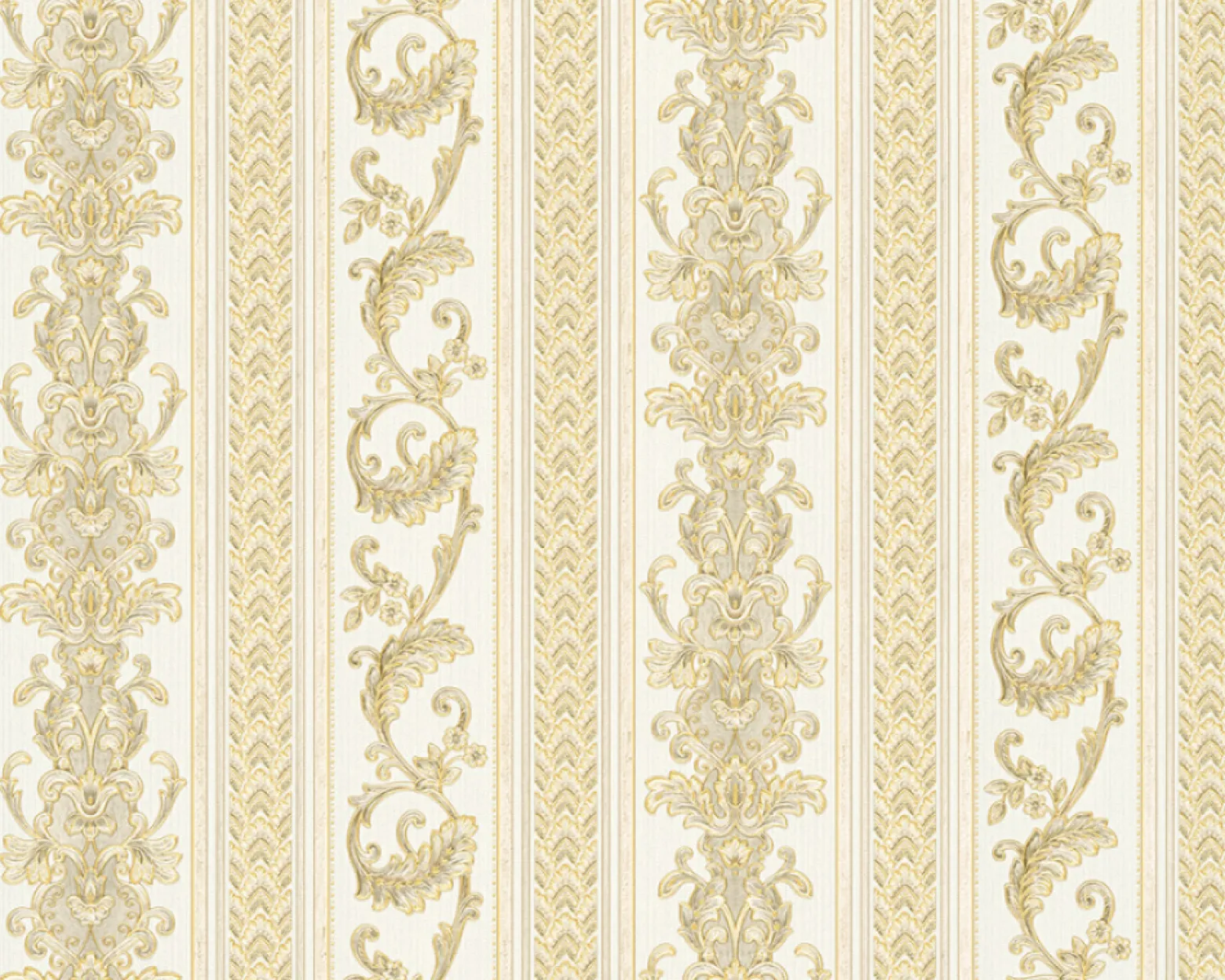 Vliestapete Hermitage Streifen Ranken gold 33547-3