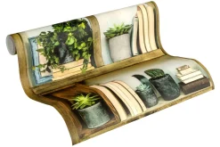 Vliestapete Holz Bücherregal Kaktus beige grün 36469-1