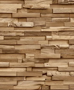 Vliestapete Holz Optik Blöcke Hellbraun A64001