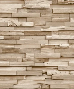 Vliestapete Holz Optik Blöcke Beige Creme A64002