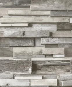 Vliestapete Holz-Optik 3D creme grau GranDeco FC3001