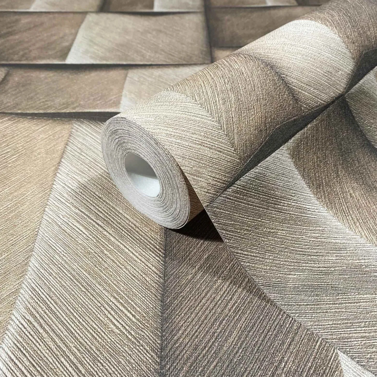 Vliestapete Holzoptik 3D-Effekt Beige Braun 35388