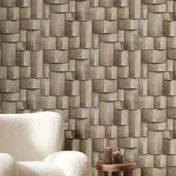 Vliestapete Holzoptik 3D-Effekt Beige Braun 35388