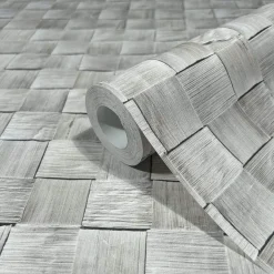 Vliestapete Holzoptik 3D-Effekt Grafik Grau Beige 45741