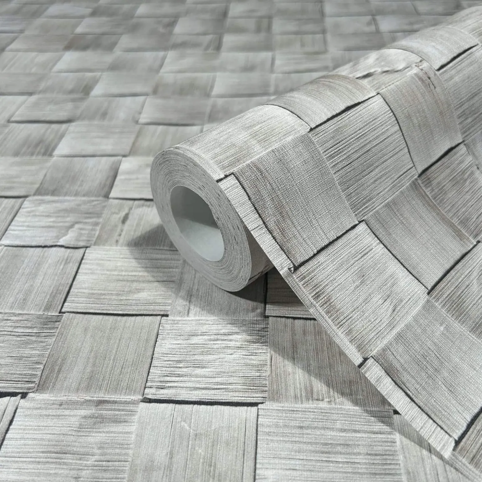 Vliestapete Holzoptik 3D-Effekt Grafik Grau Beige 45741
