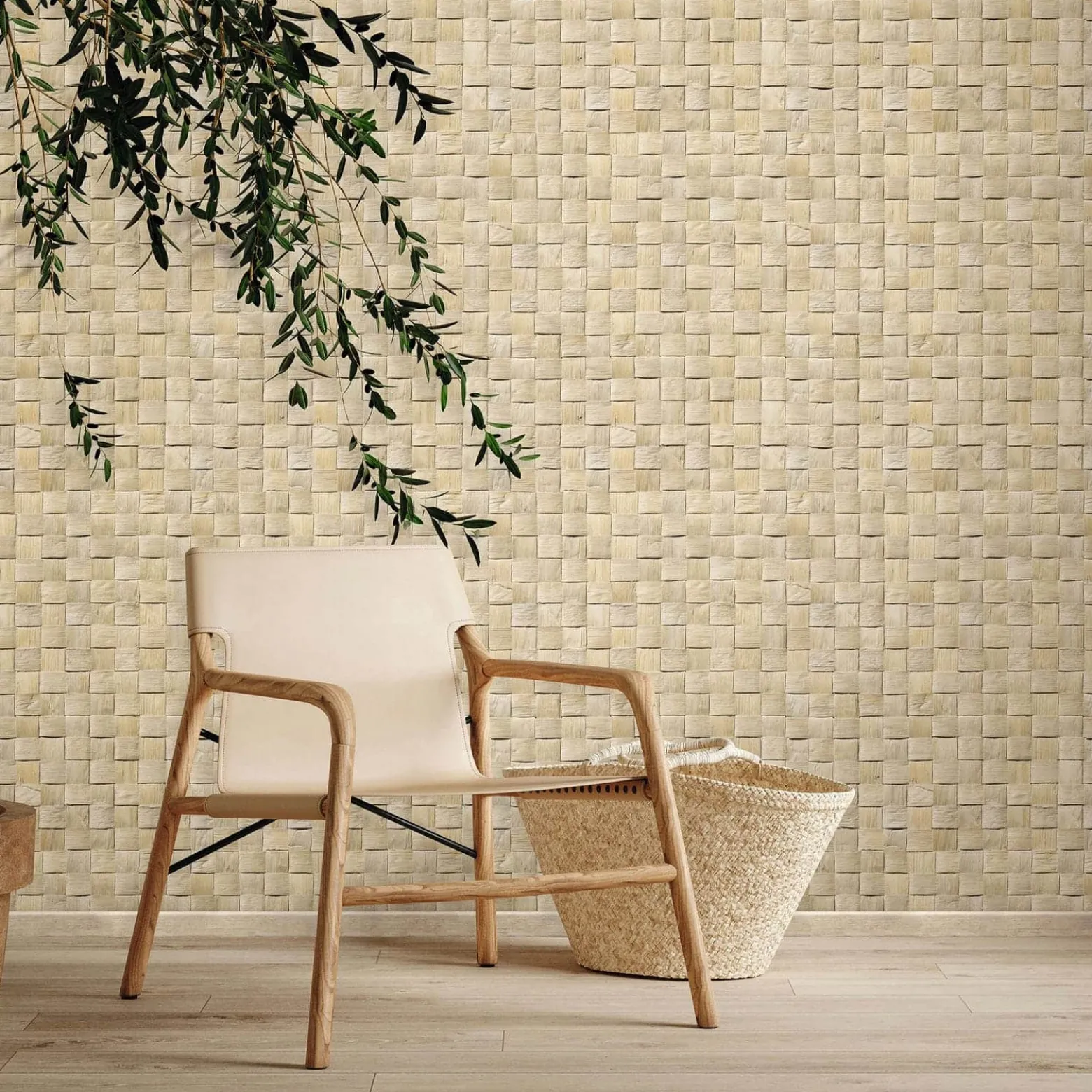 Vliestapete Holzoptik 3D-Effekt Grafik Beige Creme 45740