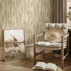 Vliestapete Holzoptik Dielen 3D-Effekt Beige Creme 45734