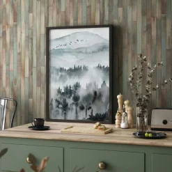 Vliestapete Holzoptik Dielen 3D-Effekt Blau Beige 45736