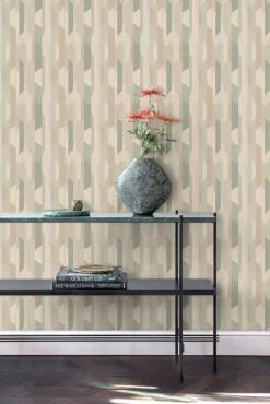 Vliestapete Holz Optik Grafisch Beige Grün A57001
