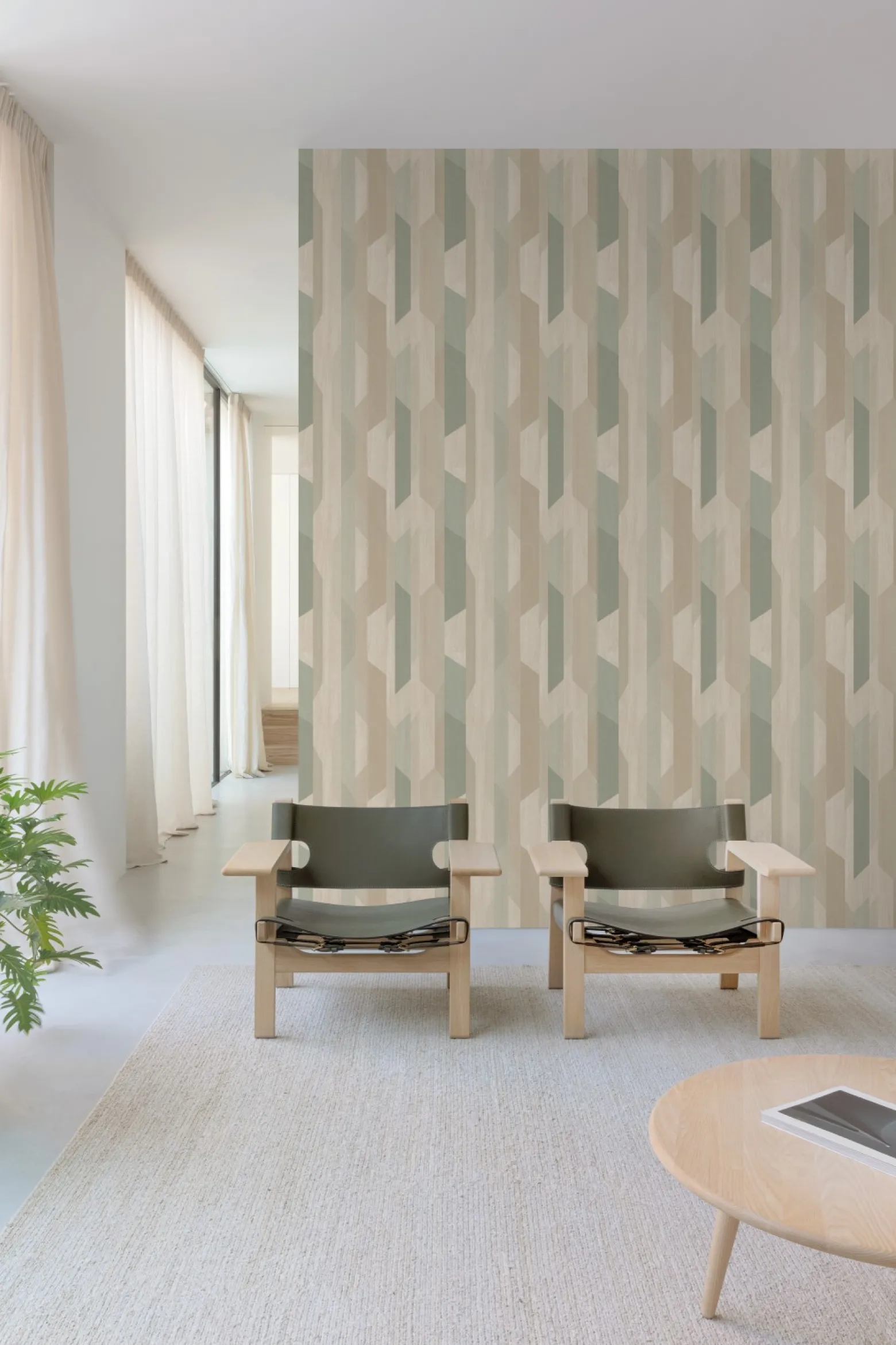 Vliestapete Holz Optik Grafisch Beige Grün A57001