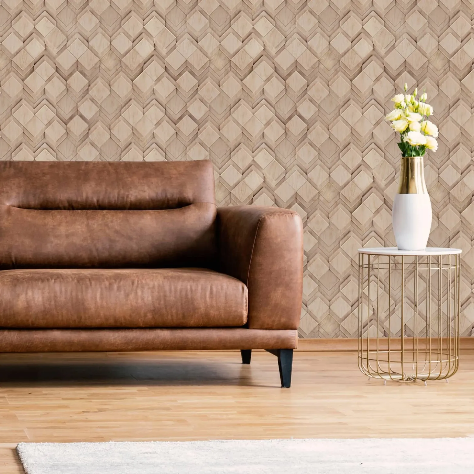 Vliestapete Holzoptik Grafisch Beige Braun 81675