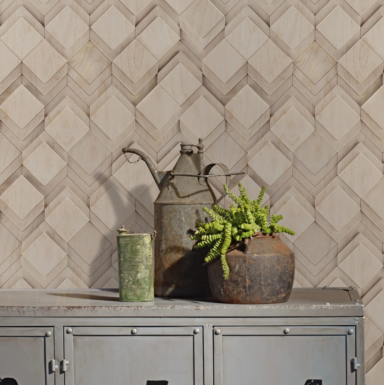 Vliestapete Holzoptik Grafisch Beige Grau 81677