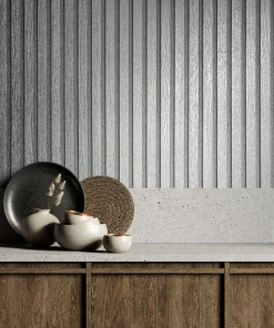 Vliestapete Holz Optik Paneele Silber Metallic 33395