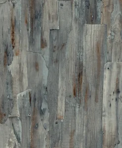 Vliestapete Holz Optik Shabby Blau Grau Braun A62803