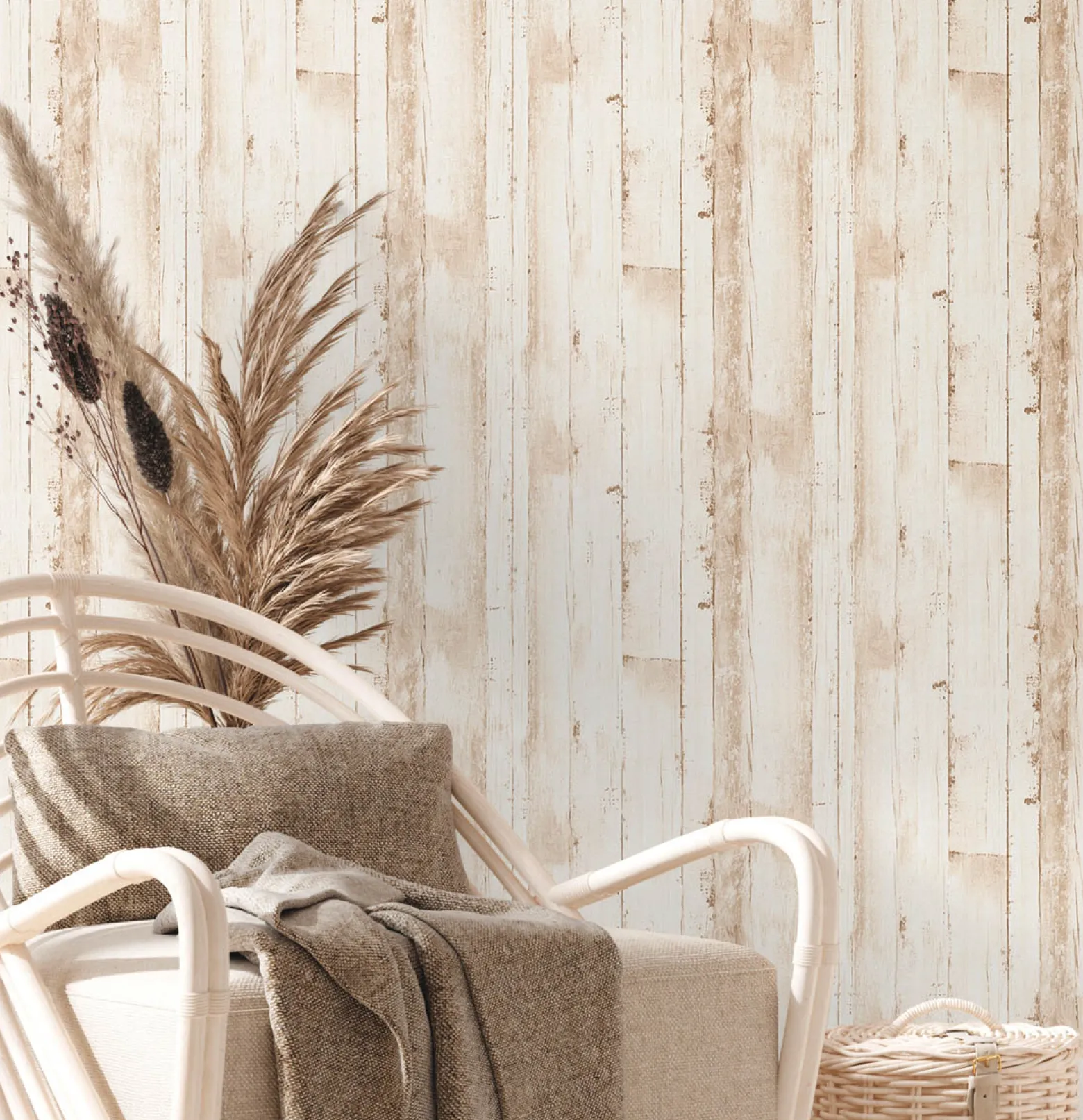 Vliestapete Holz Optik Struktur Creme Beige 38502-1