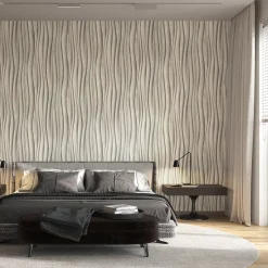 Vliestapete Holzoptik Wellen Grafik Beige Grau 81666