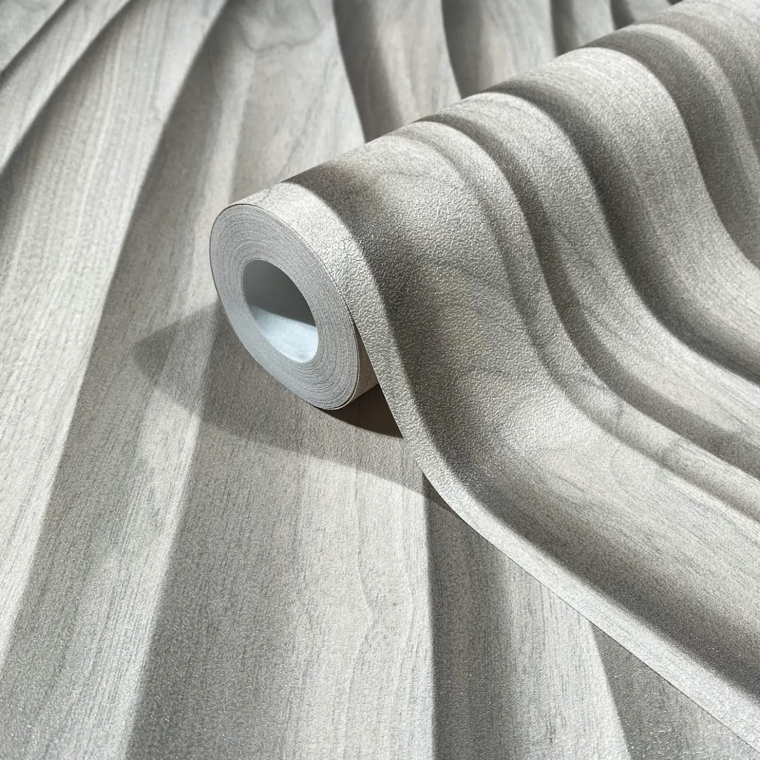 Vliestapete Holzoptik Wellen Grafik Beige Grau 81666