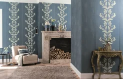 Vliestapete Holz Ranken blau Metallic Marburg 58255