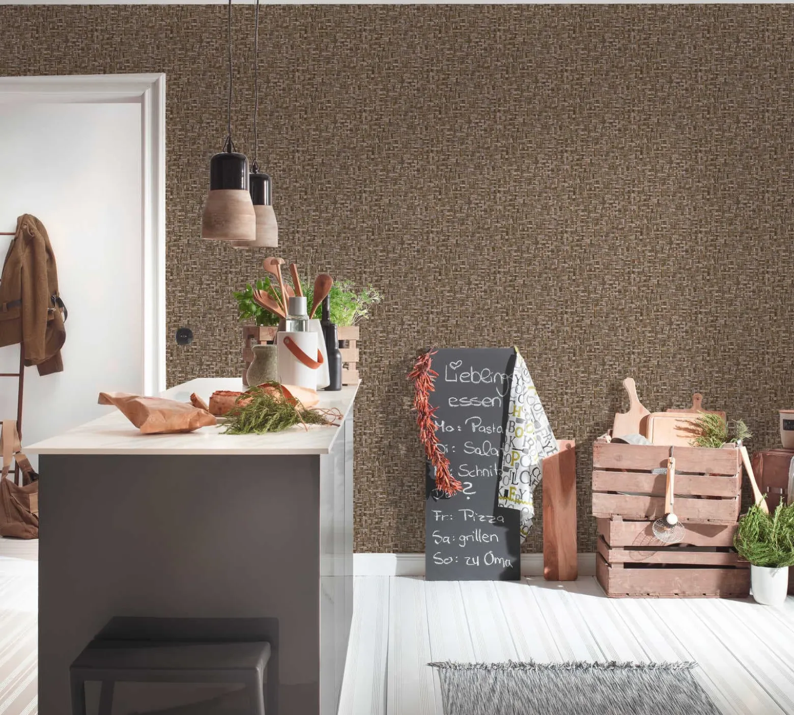 Vliestapete Holz Rattan braun 37706-1