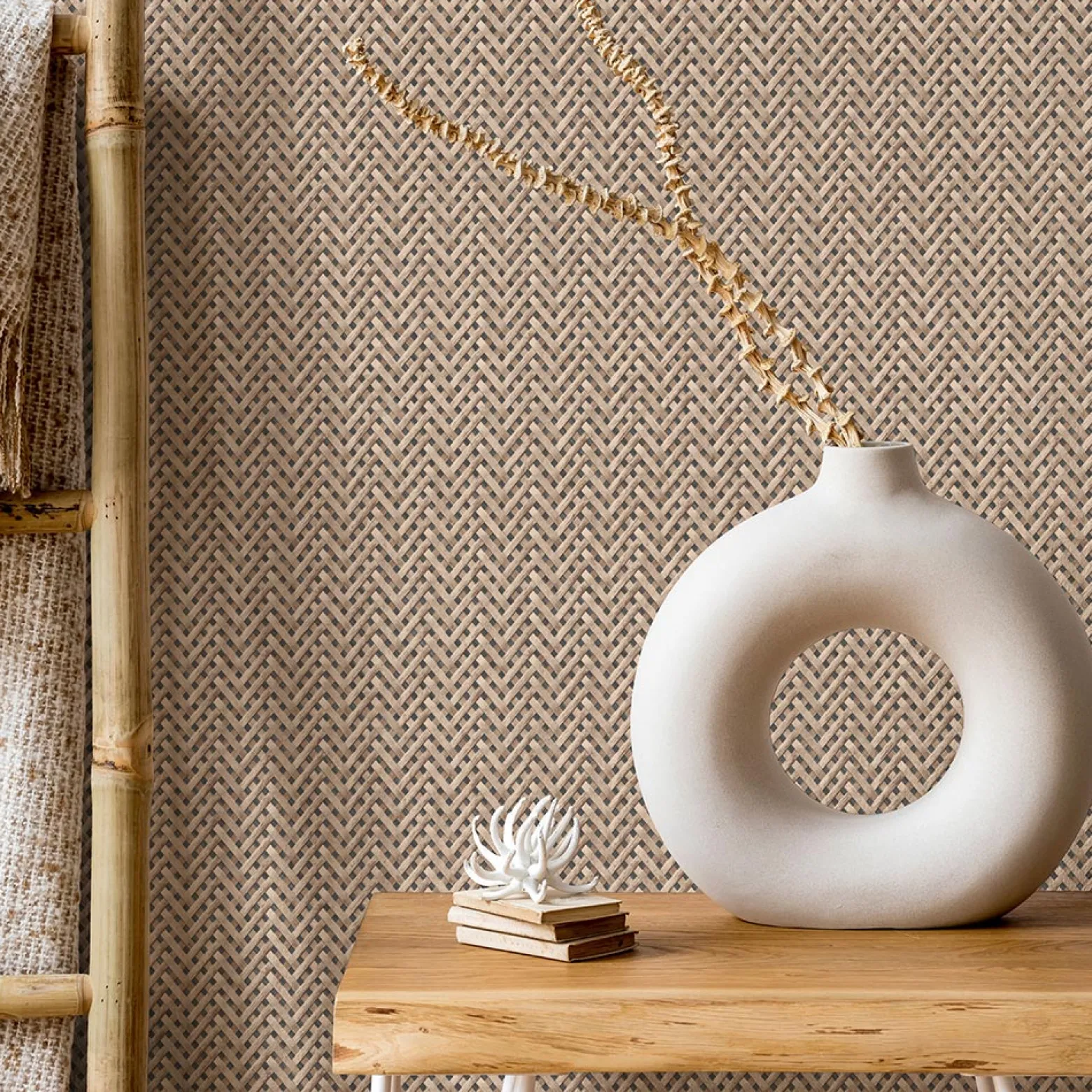 Vliestapete Holz Rattan braun anthrazit 10209-02